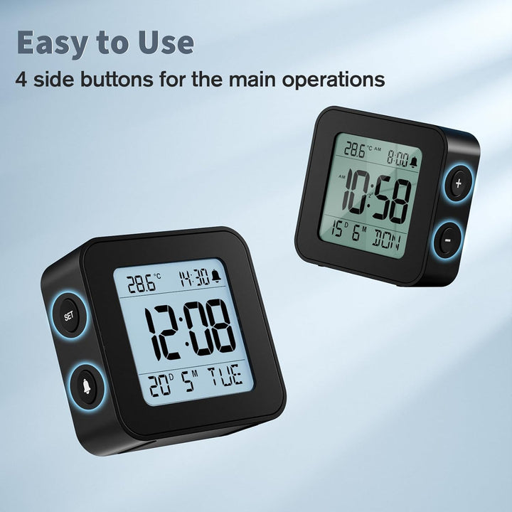 LATEC Wecker Digital, Digitaler Wecker Batterie Alarm Clock, Klein Reisewecker Digital Uhr mit Tempe