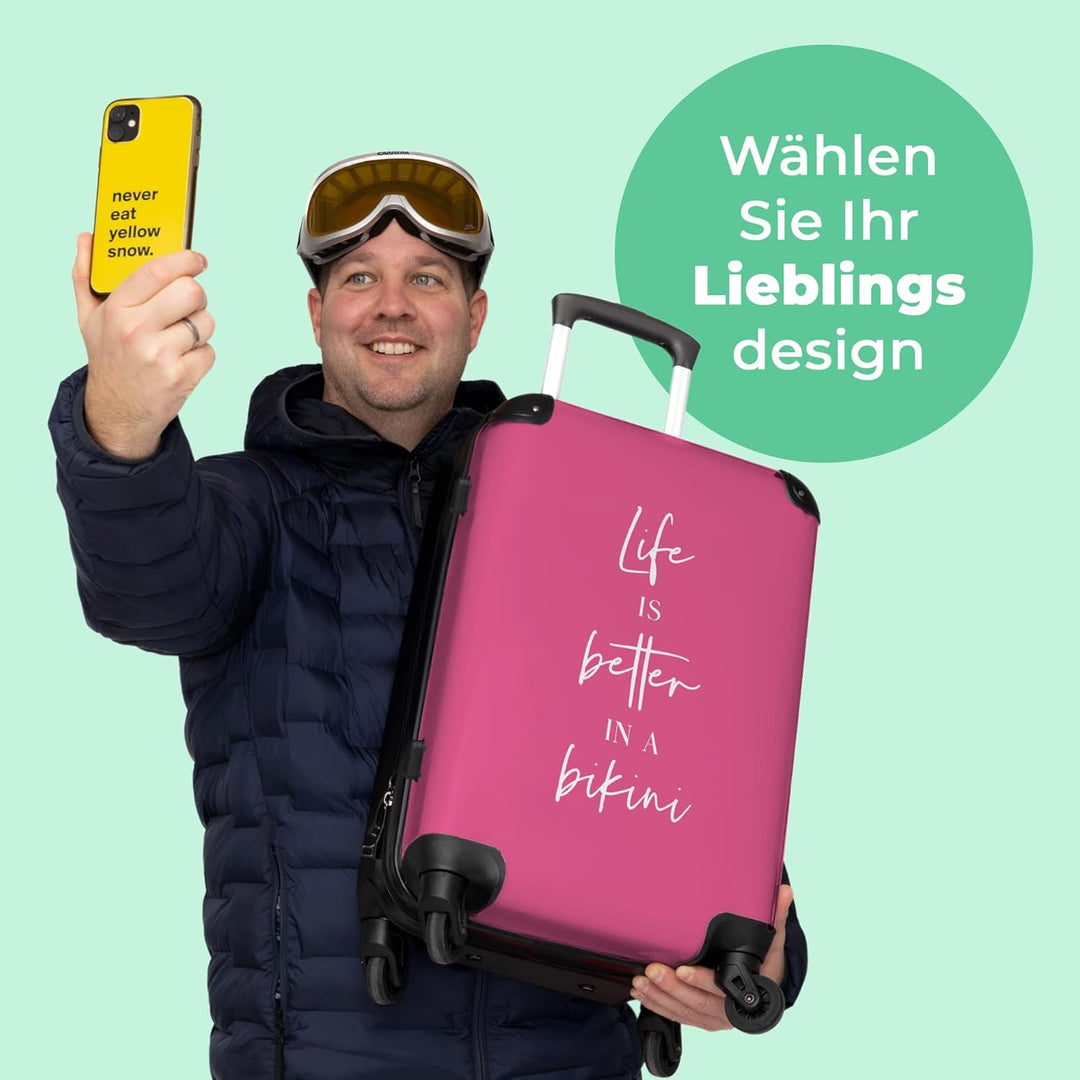 Koffer gross Trolley Rollkoffer Reisekoffer mit 4 Rollen Fotokoffer - Das Leben ist Besser in einem