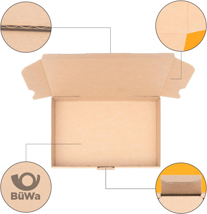 500 Maxibriefkartons Versandkartons Faltschachtel Faltkarton Maxibrief 180 x 100 x 30 mm, Braun, MB-