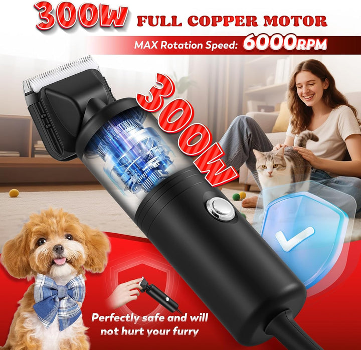 Moongiantgo 300W Hundeschermaschine, Tierhaarschneidemaschine, 2000-6000RPM Geschwindigkeitsregelung