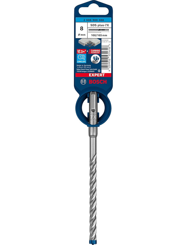 Bosch Professional 1x Expert SDS plus-7X Hammerbohrer (für Stahlbeton, Ø 8,00x165 mm, Zubehör Bohrha