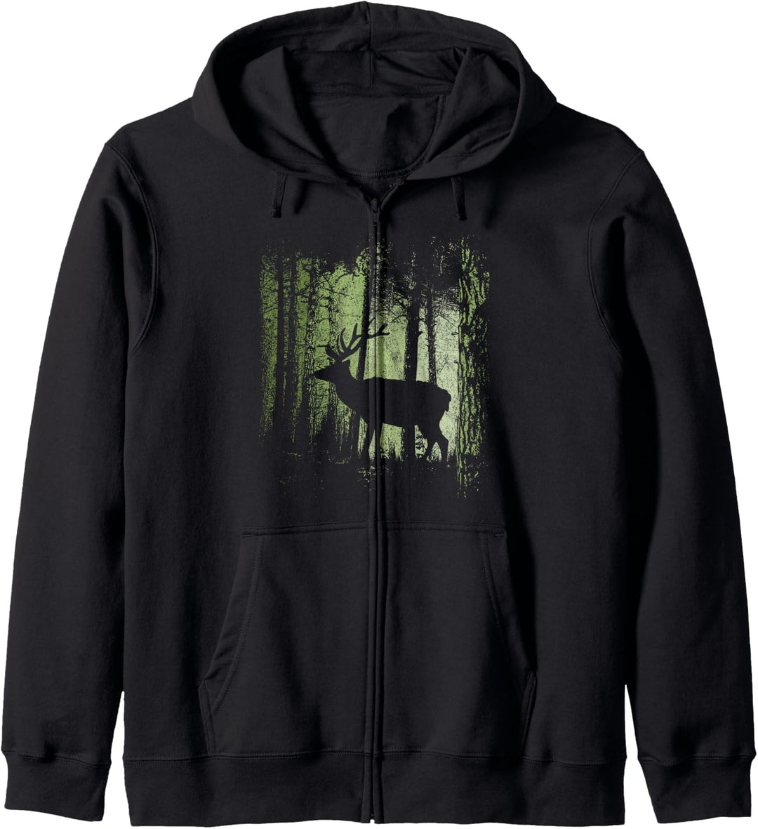 Dämmerung Zwielicht Wald Rotwild Hirsch Silhouette Kapuzenjacke