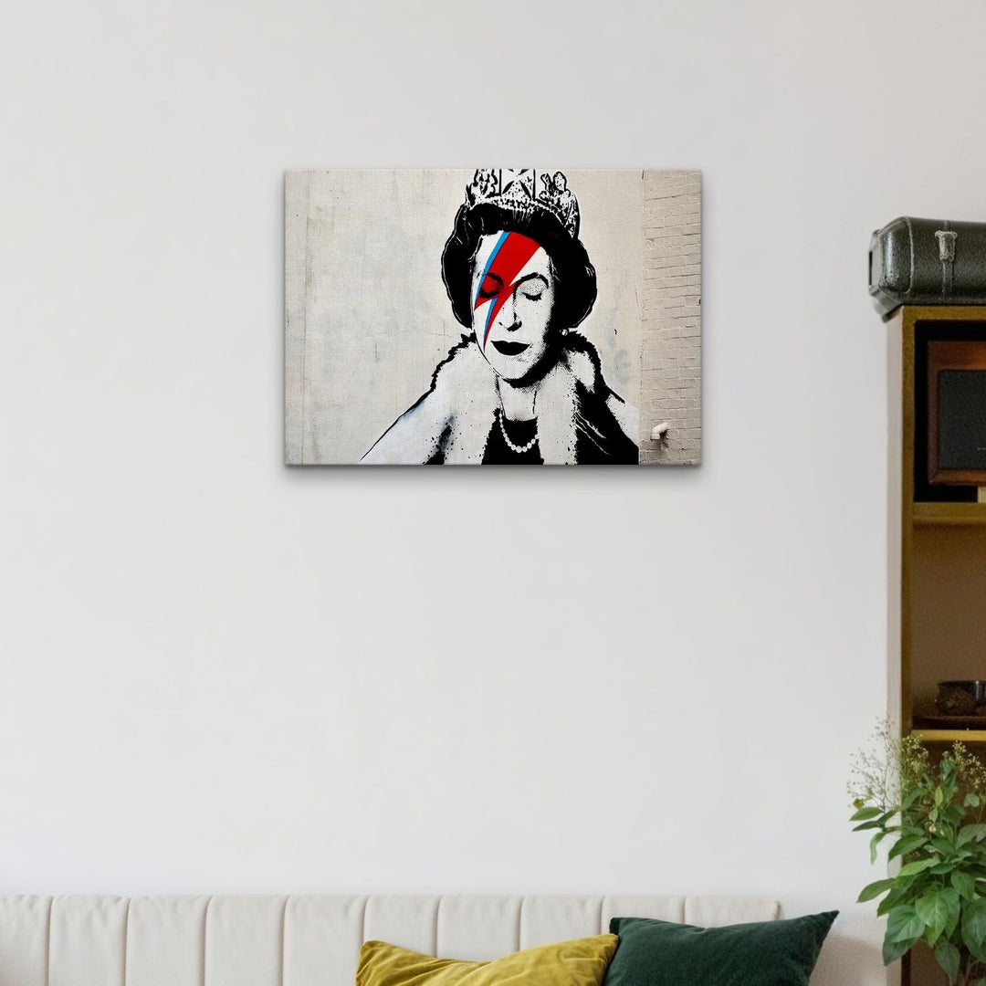 Giallobus - Gemälde - Banksy - - Standardleinwand - 100x70-09 - Königin - Bereit zum Aufhängen - Mod