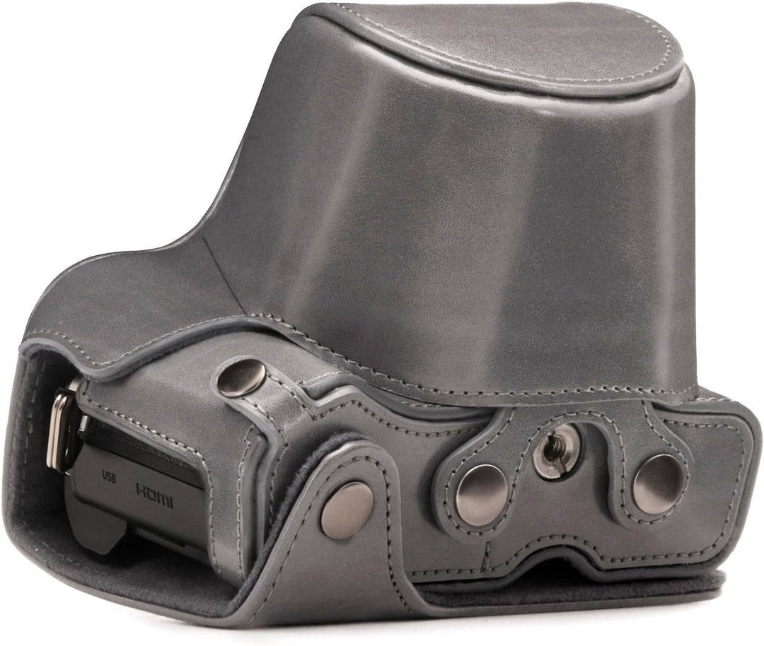 MegaGear Olympus OM-D E-M10 Mark III (14-42mm) Ever Ready Leder Kamera-Case mit Trageriemen und Batt