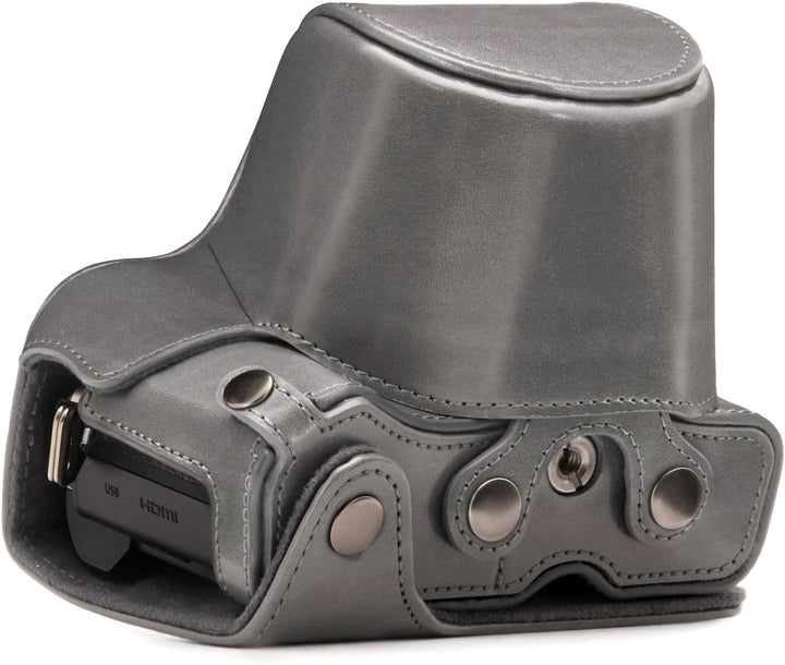 MegaGear Olympus OM-D E-M10 Mark III (14-42mm) Ever Ready Leder Kamera-Case mit Trageriemen und Batt