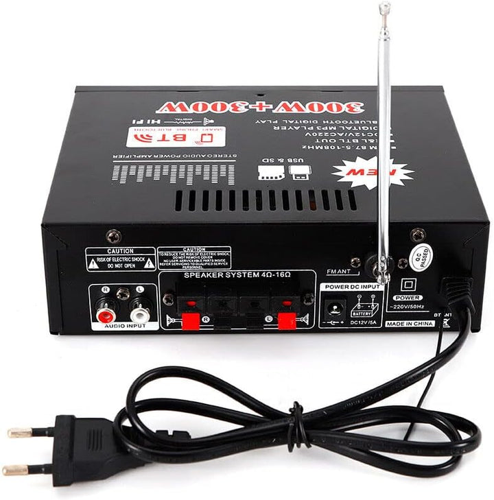 MBUYI HiFi Verstärker mit Bluetooth, Stereo Audio Receiver mit 2 Mikrofoneingang Echo, Amplifier End