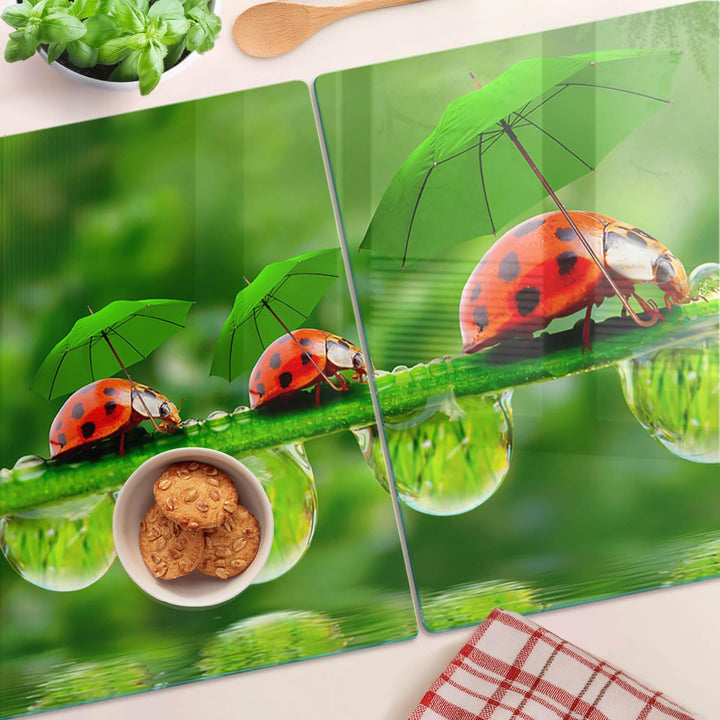 Schneidebretter Glas 2x40x52 cm 2 Stück Glasplatte Dekorativ Gehärtetes Glas für die Küche Plastikfr