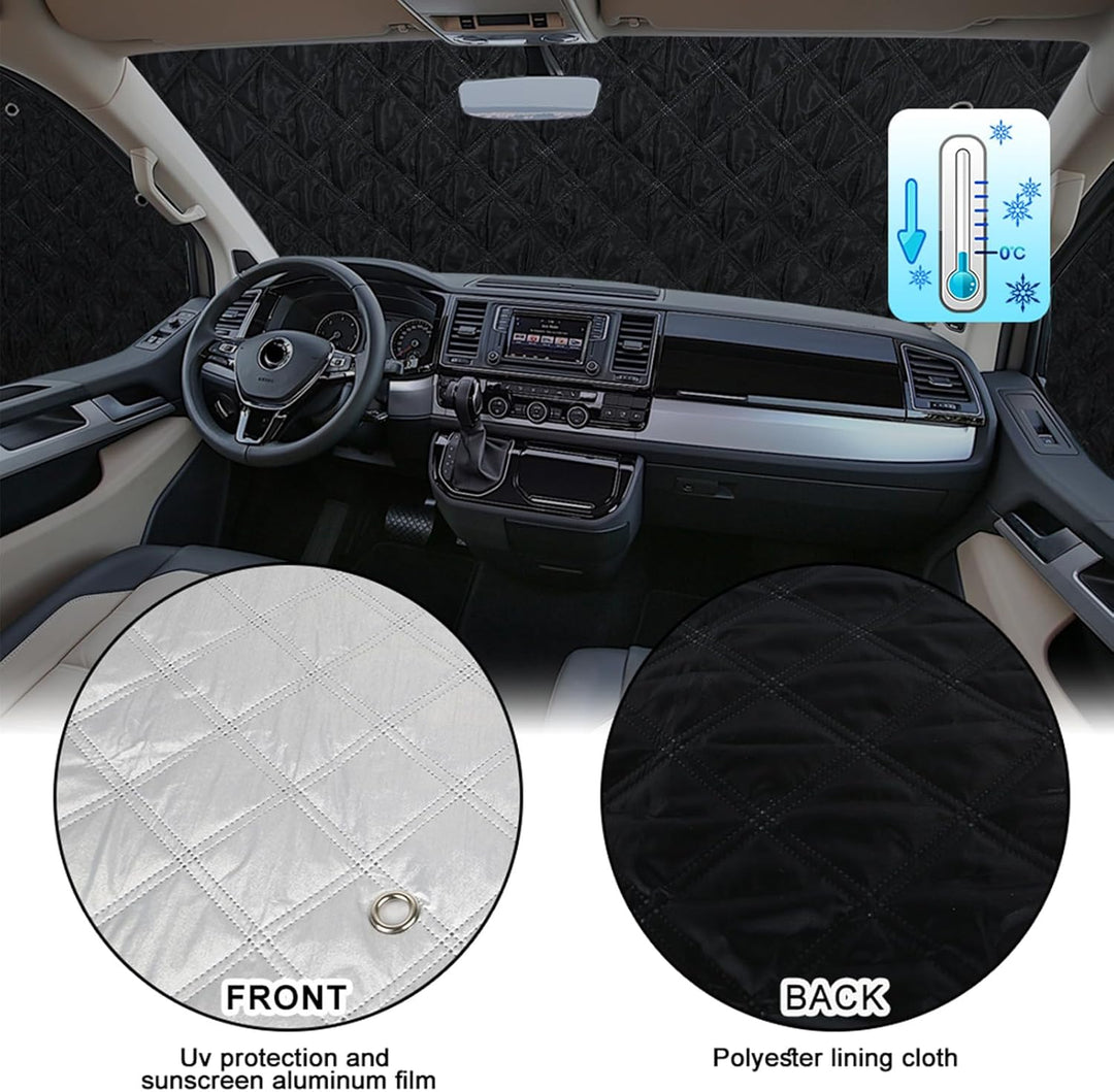 Thermomatte Fahrerhaus Innen für 2012-2022 Ford Tourneo Connect, 8PCS SWB Faltbare Isolierte Sonnens