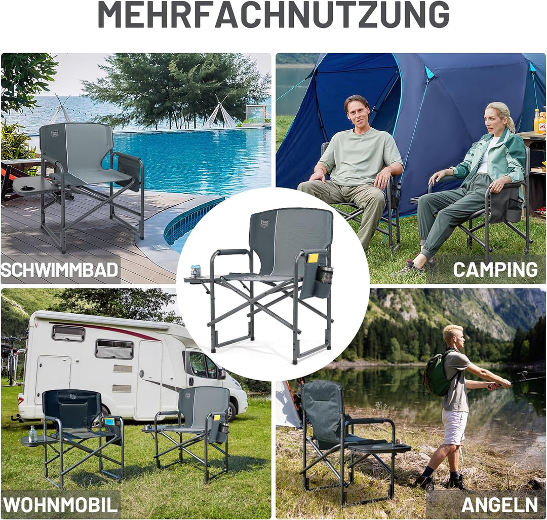 TIMBER RIDGE Campingstuhl Faltbar 180kg Regiestuhl klappbar Aluminium tragbar Ultraleicht Angelstuhl