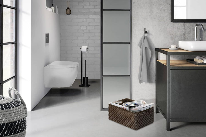 ZACK 40508 Carvo Butler Bürste + Toilettenpapier, Edelstahl, Schwarz