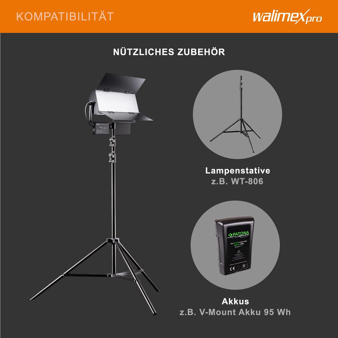 Walimex pro LED Sirius 160 Daylight 2er Set mit Stativ + Fernbedienung - 2x 65W Daylight Flächenleuc