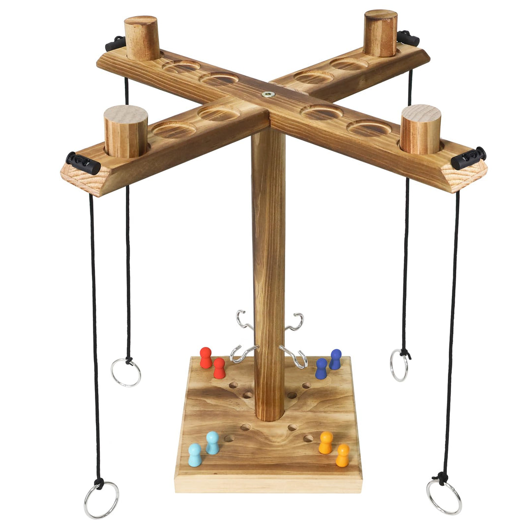 Ring Toss Game Ringwurfspiel für Erwachsene, ZAKVOP Hook Spiel 4 Spieler Ring Toss Hook mit Punkteta