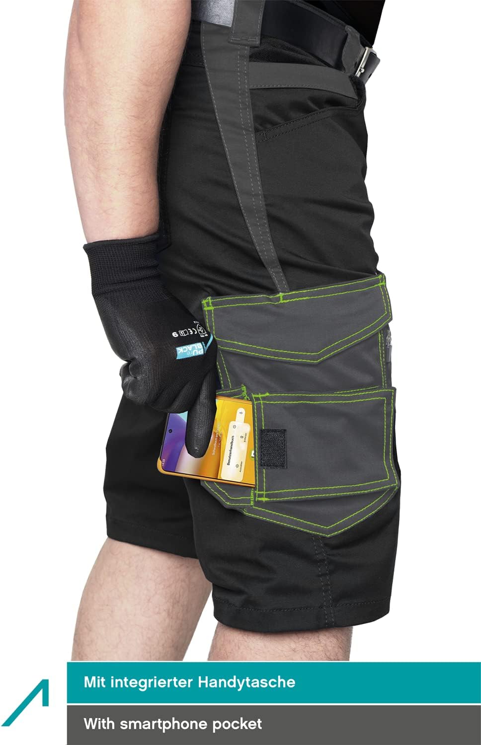 ACE Genesis Herren-Arbeits-Hose kurz - Männer-Cargo-Hosen für die Arbeit - Shorts mit Stretch-Bund,