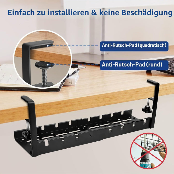WADEO Kabelmanagement-Ablage unter dem Schreibtisch, 28–52 cm ausziehbarer und Verstellbarer Kabel-O
