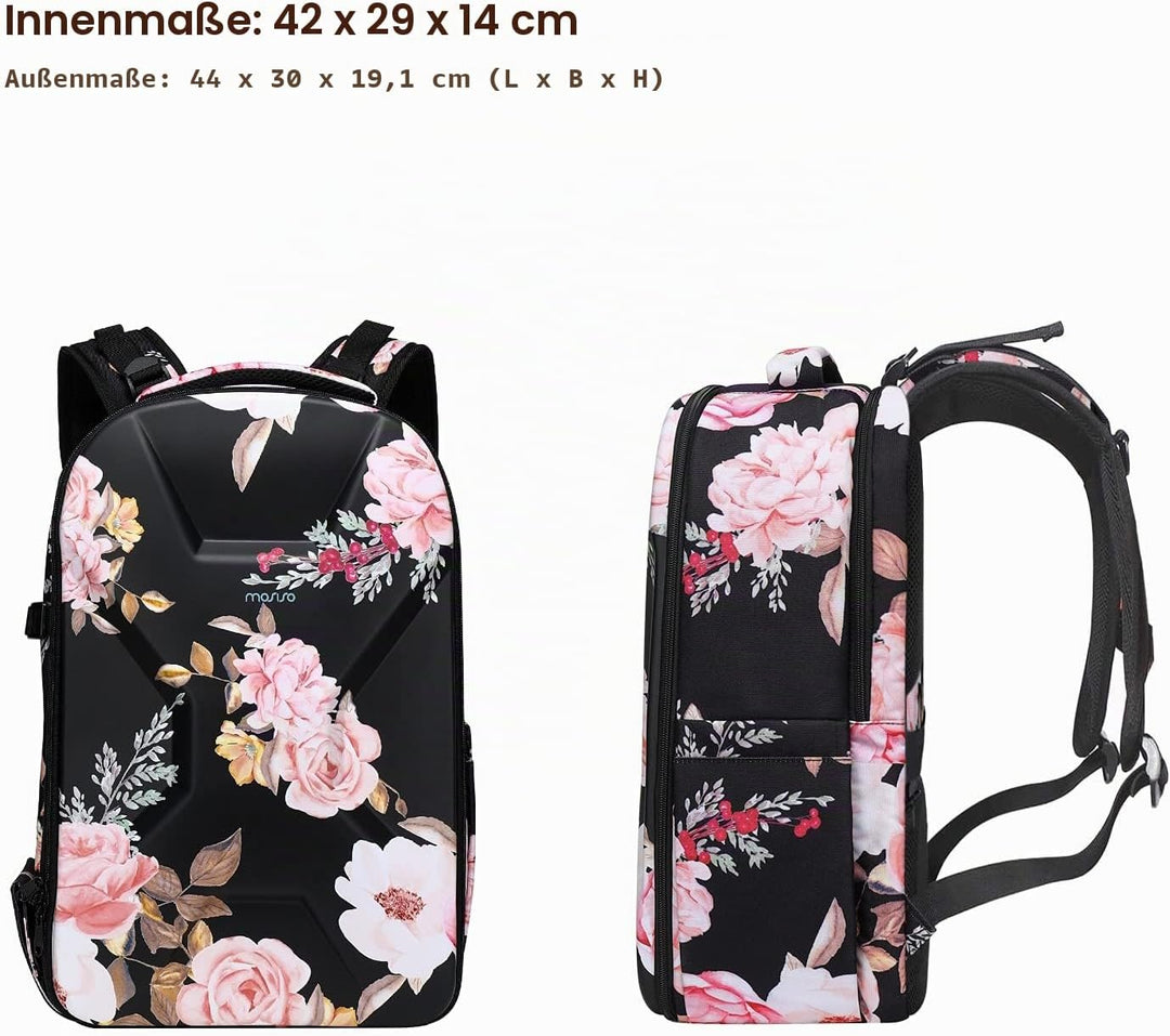 MOSISO Kamera Rucksack, DSLR/SLR/Spiegellose Fotografie Kameratasche Peony wasserdichte Hartschale S