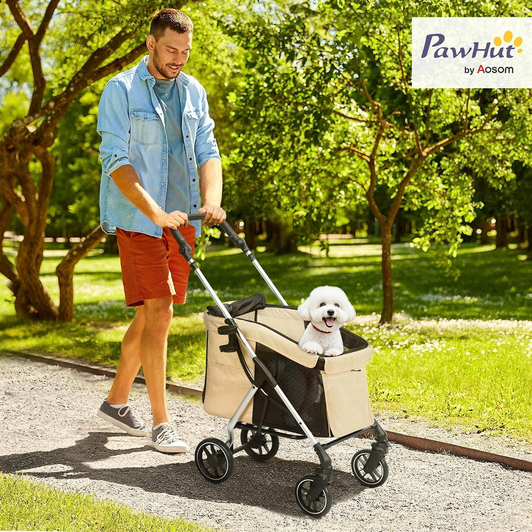 PawHut Hundewagen leicht Hundebuggy aus Aluminium klappbar für Hunde &amp; Katzen Katzenbuggy mit Kissen