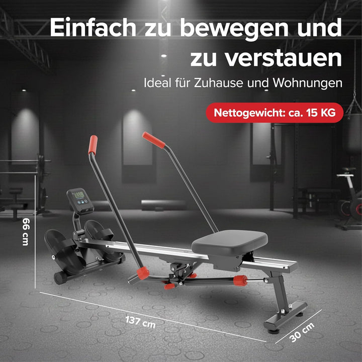 Ultrasport Rudergerät für Zuhause Klappbar mit 12 Stufen I Extra Leise Rudermaschine bis 110 KG Zert
