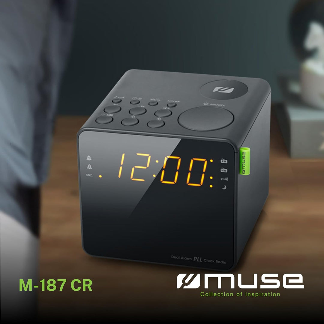 Muse M-187 Radiowecker mit Zwei Weckzeiten, Dimmer und grossem Display