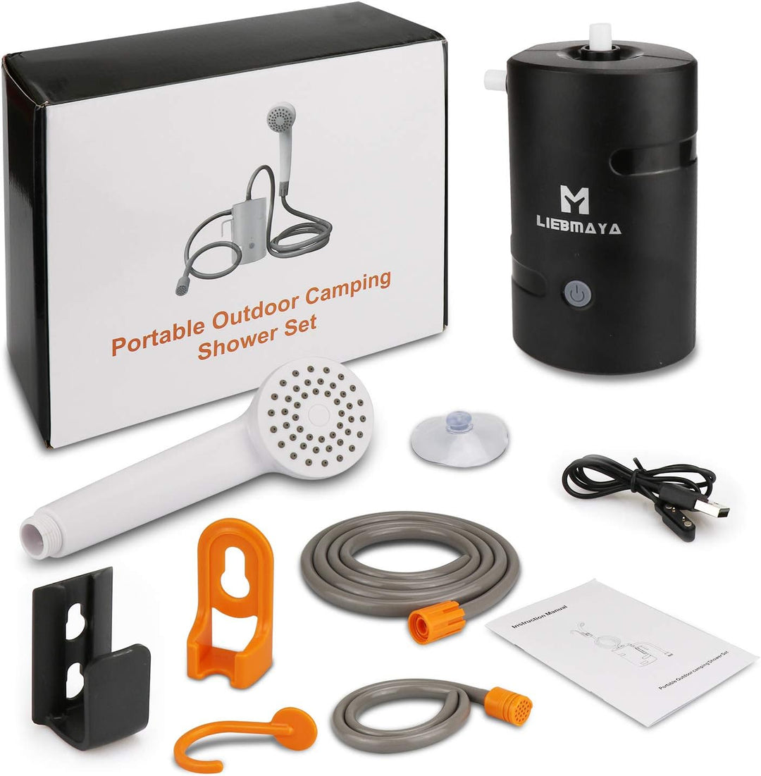 LIEBMAYA 12V Tragbare Aussendusche, Outdoor Dusche, Campingdusche mit 4400mAh Akku USB Ladung Angetr