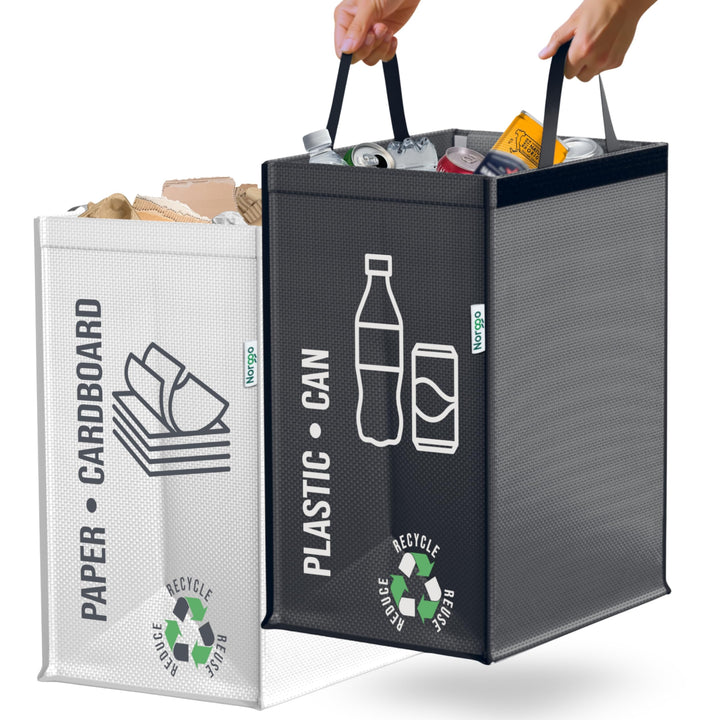 Mülltrennsystem 2fach – Set aus 2 Mülltrennsysteme für Plastik und Papier – Recycling Behälter 50L m