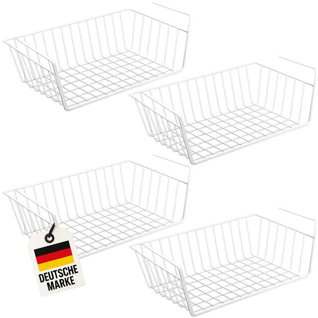 WELLGRO 4er Set Schrankkörbe zum Einhängen aus Metall - ca. 41 x 25 x 14 cm (LxBxH) - schaffen Sie z