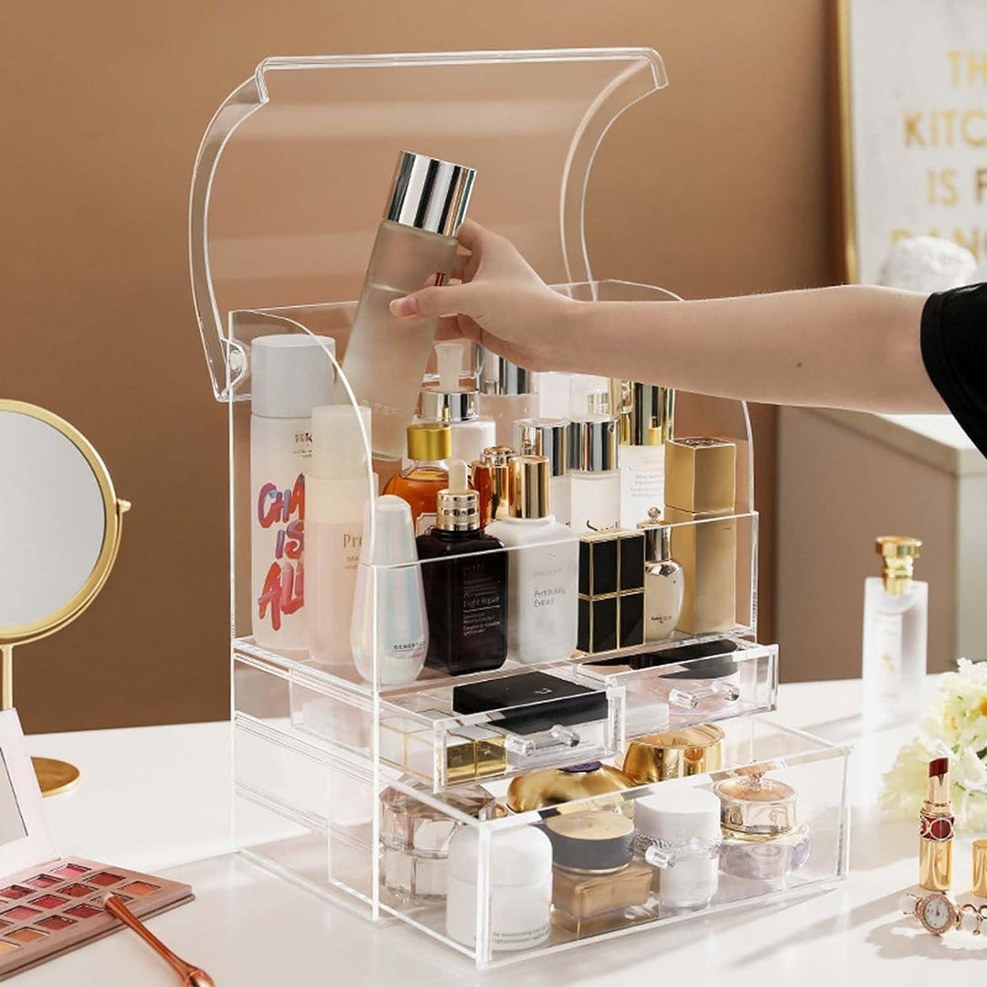 Kousee Make-up-Organizer-Aufbewahrung, extragrosse Acryl-Parfüm-Hautpflege-Organizer-Vitrine mit Sch
