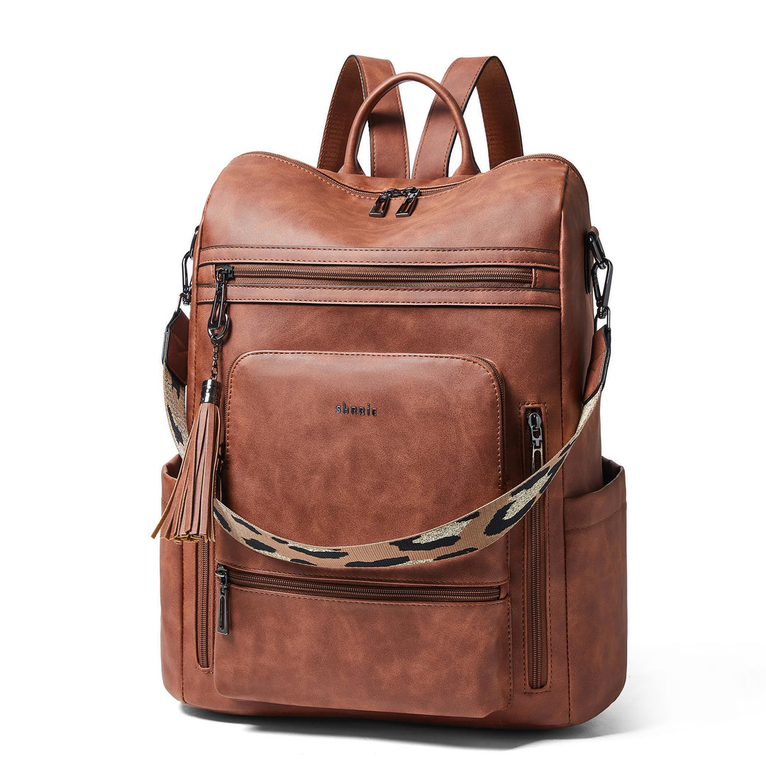 Shrrie rucksack damen elegant geeignet für 15,6Zoll-Notebooks Langlebig wasserdicht Damen aus Leder
