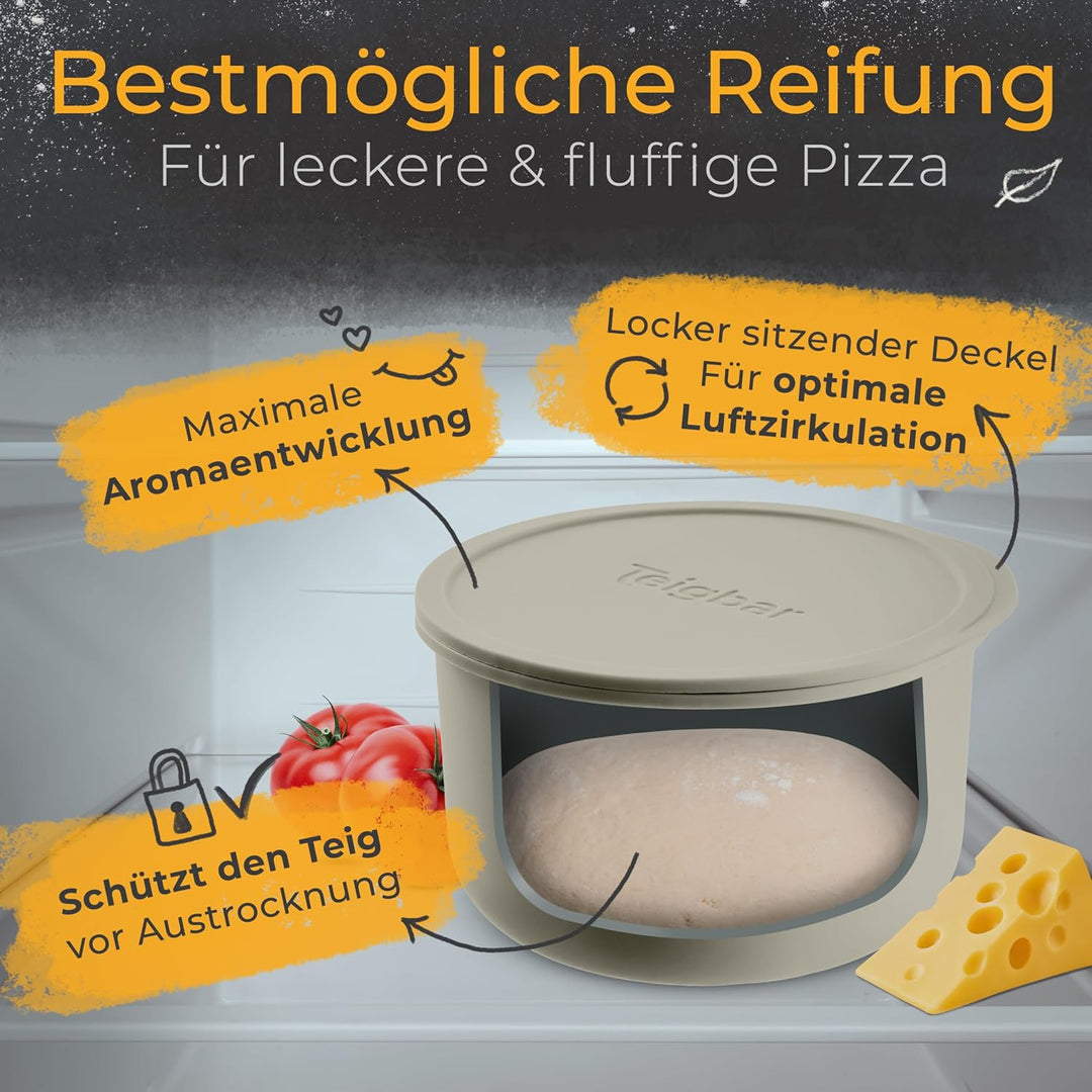 Teigbar« Pizzaballenbox mit Deckel, 6er Set - platzsparende Teigbox aus löse-leichtem Silikon - bis