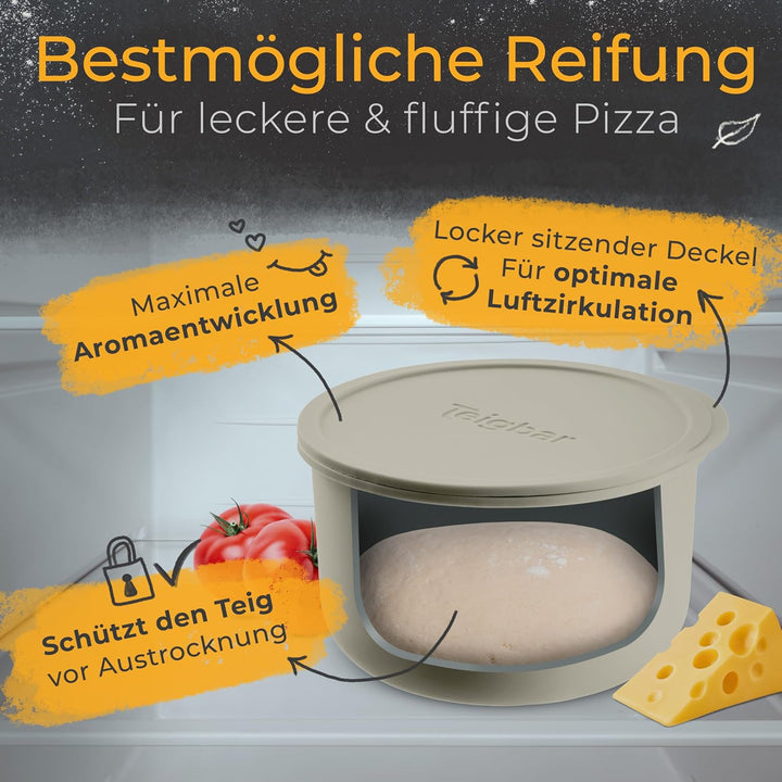 Teigbar« Pizzaballenbox mit Deckel, 6er Set - platzsparende Teigbox aus löse-leichtem Silikon - bis