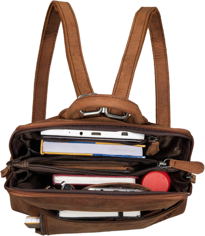 STILORD 'Holly' Rucksack Frauen Klein Leder Rucksackhandtasche Damen Lederrucksack für iPad und DIN