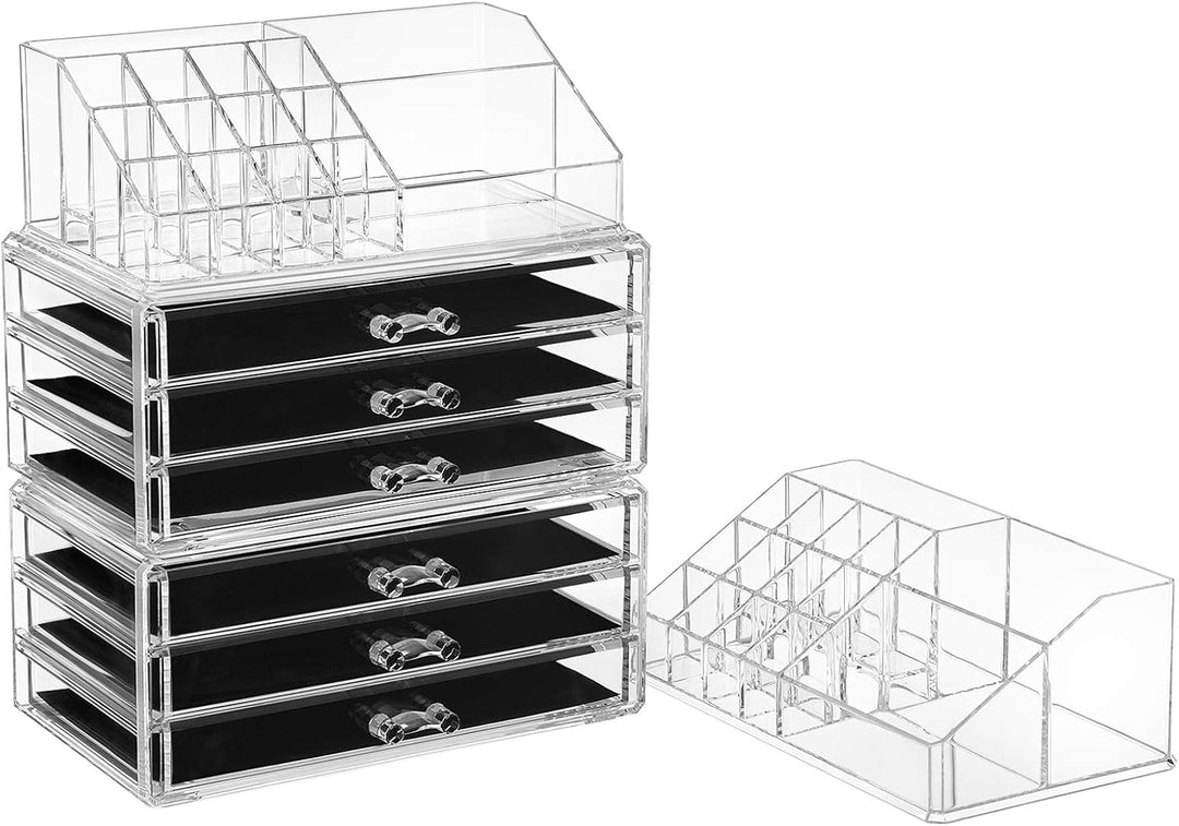 SONGMICS Make-up Organizer, Kosmetik-Organizer mit 3 Schubladen und 15 Fächern in unterschiedlichen