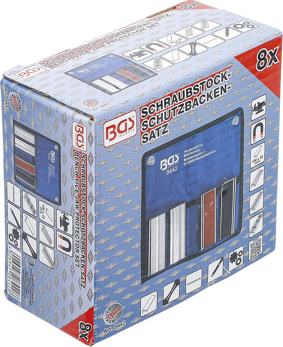 BGS 8442 | Schraubstock-Schutzbacken-Satz | 8-tlg. | Aluminium | 100 mm | mit Magnet | Alu | Schonba