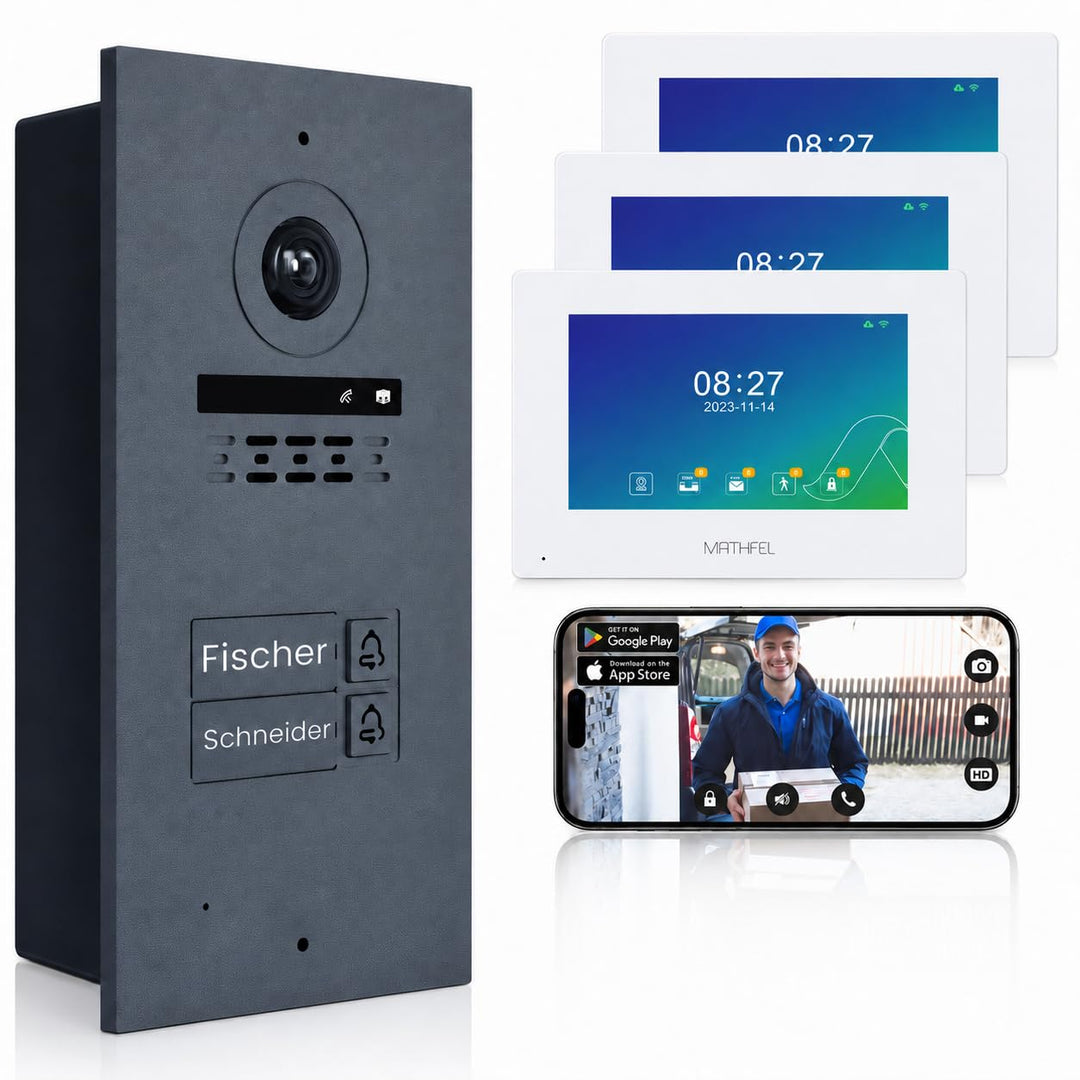 MATHFEL 2 Draht Bus IP Video Türsprechanlage 170 Grad Kamera, Aussenstation in Anthrazit, Full HD Au