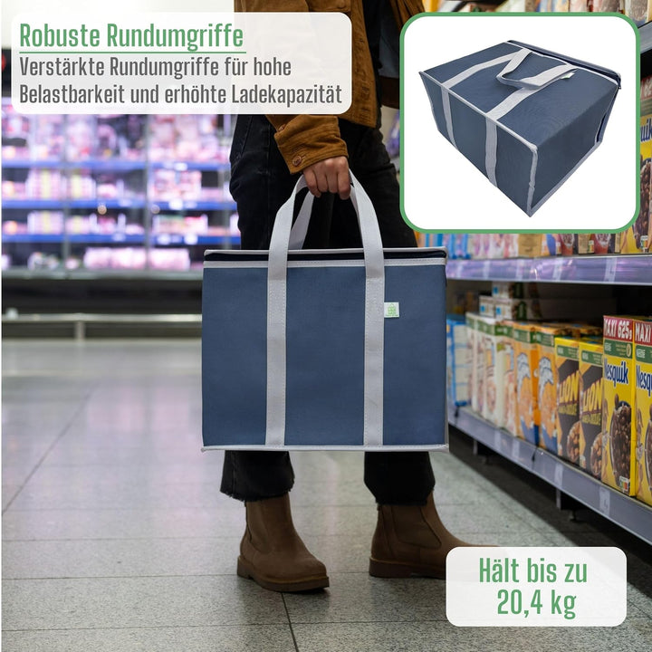 VENO 29 Liter Einkaufstasche Wiederverwendbare Faltbar Kühltasche Einkaufskorb, Gross Picknickkorb R