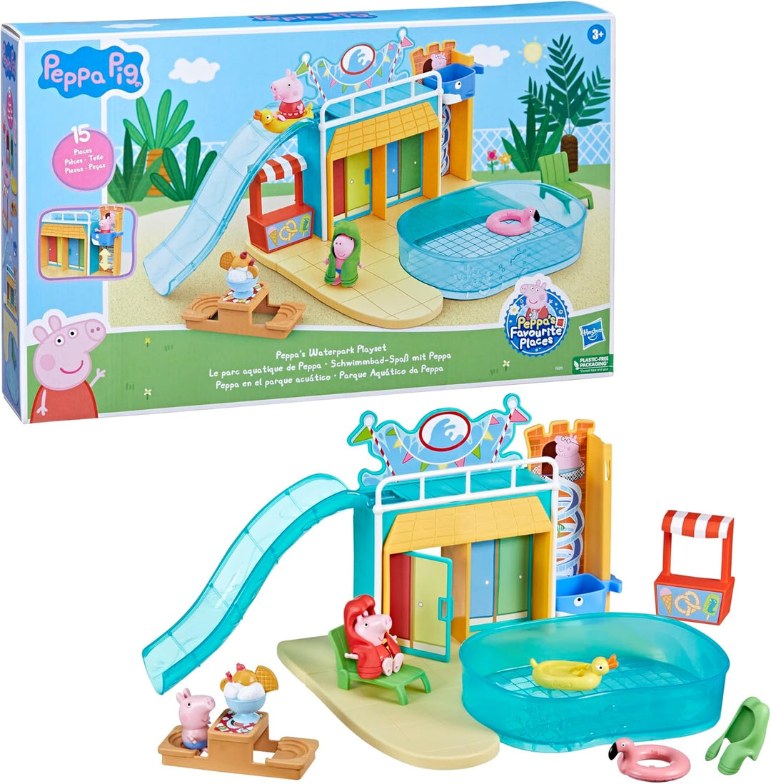 Peppa Pig Spielzeuge Schwimmbad-Spass mit Peppa, Spielset mit 15 Teilen und 2 Figuren, Kinderspielze