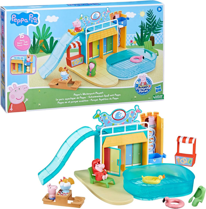 Peppa Pig Spielzeuge Schwimmbad-Spass mit Peppa, Spielset mit 15 Teilen und 2 Figuren, Kinderspielze