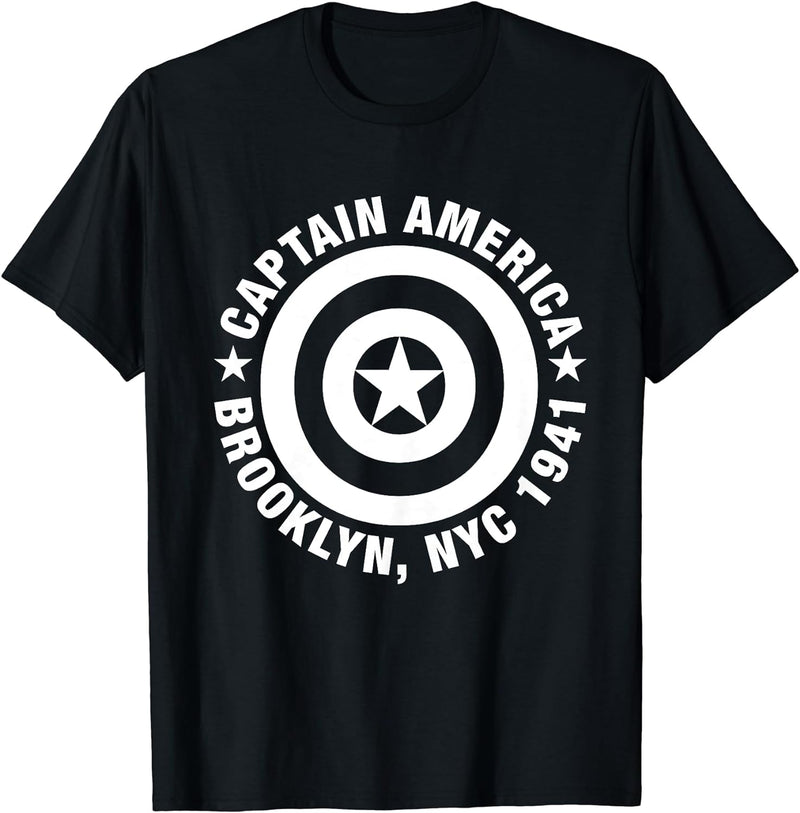 Mens Marvel Captain America Brooklyn NYC 1941 Shield T-Shirt 2XL Navy