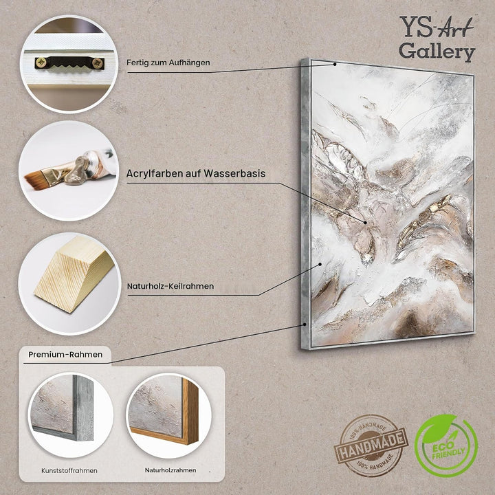 YS-Art Luxus Abstrakt Design Acryl Gemälde auf Leinwand Aufstieg handgemalt Wandbilder Wohnzimmer mo
