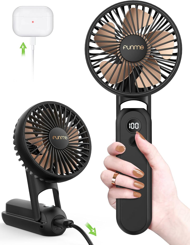 HandHeld Fan, 5000 Batterie Power Bank mit Exquisite Geschenkbox, 3 IN 1 Handventilator Taschenlampe