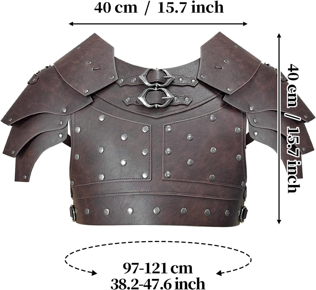 HiiFeuer Mittelalterliche Kunstleder-Brustpanzerung, Vintage Pauldron Schulter Rüstung Einstellbare