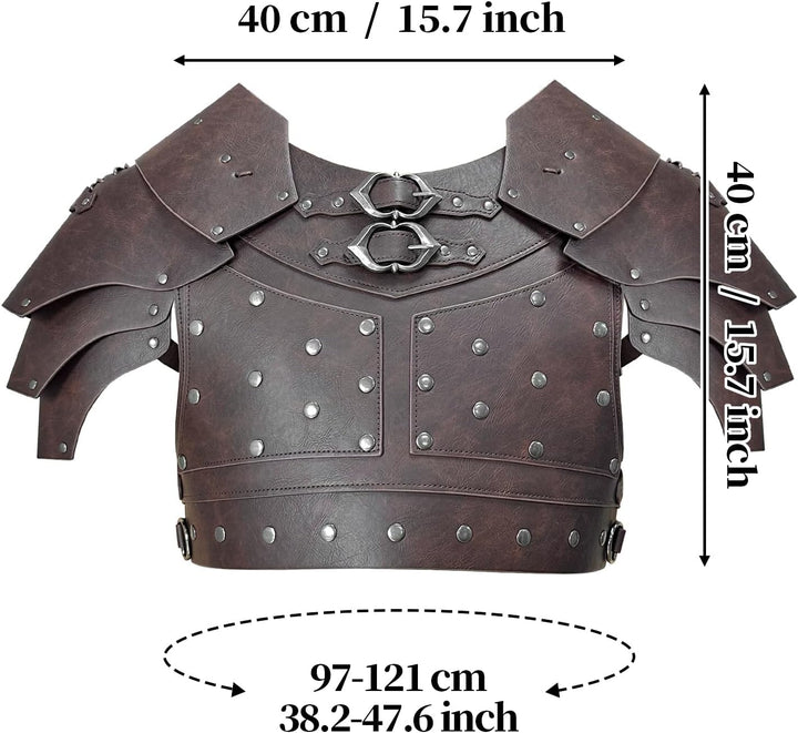 HiiFeuer Mittelalterliche Kunstleder-Brustpanzerung, Vintage Pauldron Schulter Rüstung Einstellbare