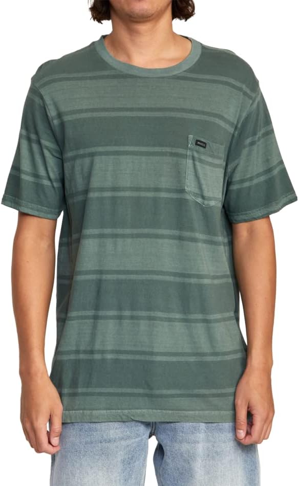 RVCA Herren Premium Red Stitch Kurzarm Graphic Tee T-Shirt S Ptc Board Streifen/Kaktus, S Ptc Board