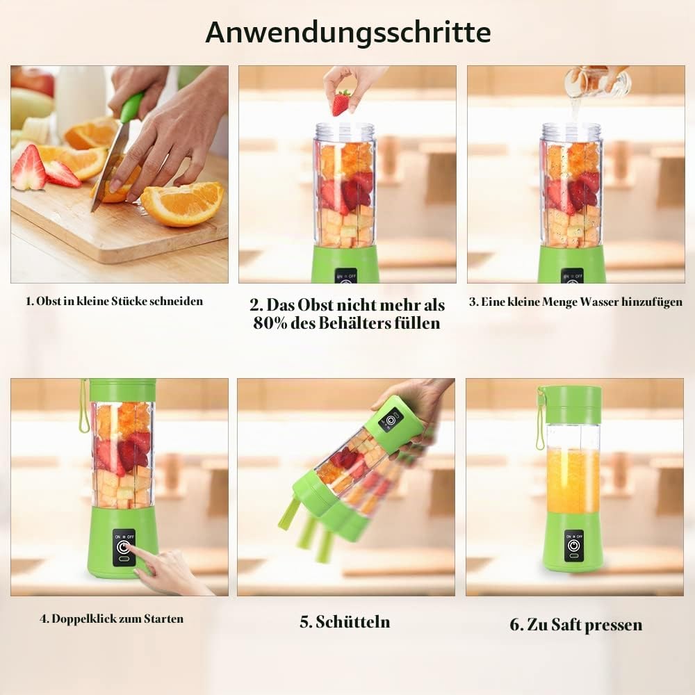 Mixer Smoothie Maker, Elektrischer USB-Entsafter Mixer, Tragbarer Mini-Mixer für Shakes und Smoothie