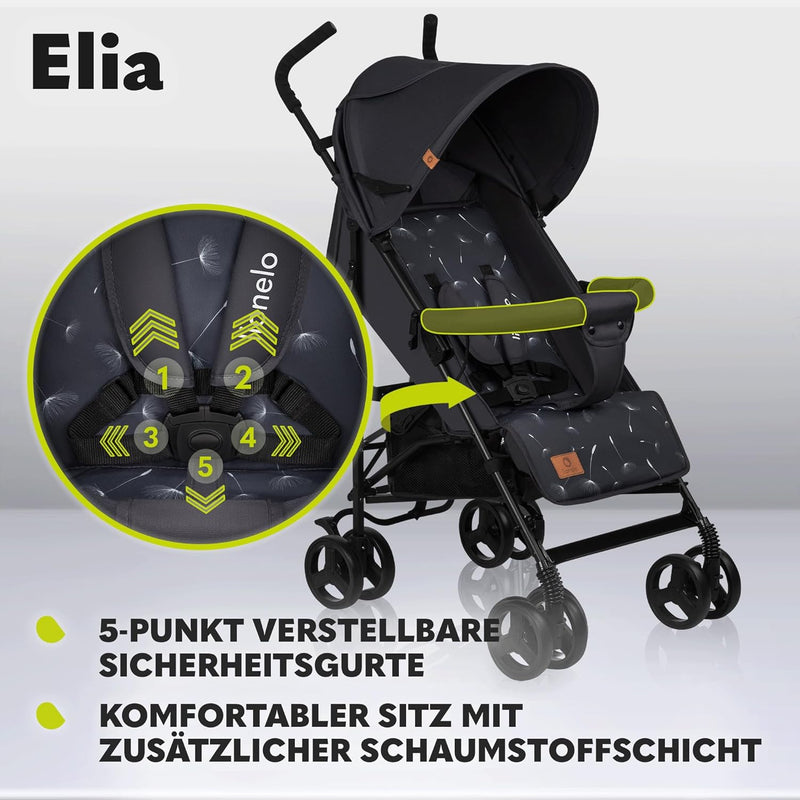 LIONELO Elia Buggy Klein Zusammenklappbar Kinderwagen Bis 15 Kg, Rücken Und Fussstützenverstellung H