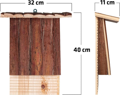 GARDIGO® Fledermauskasten aus naturbelassenem Holz I Wetterfest I Grosser Fledermaus Nistkasten zum