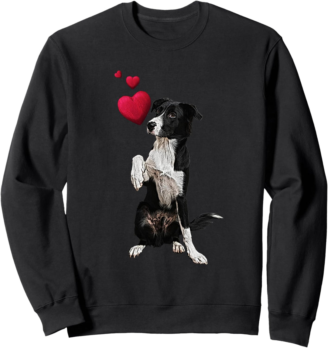 Shirt mit Border Collie Hund und Herz Hundemotiv Sweatshirt