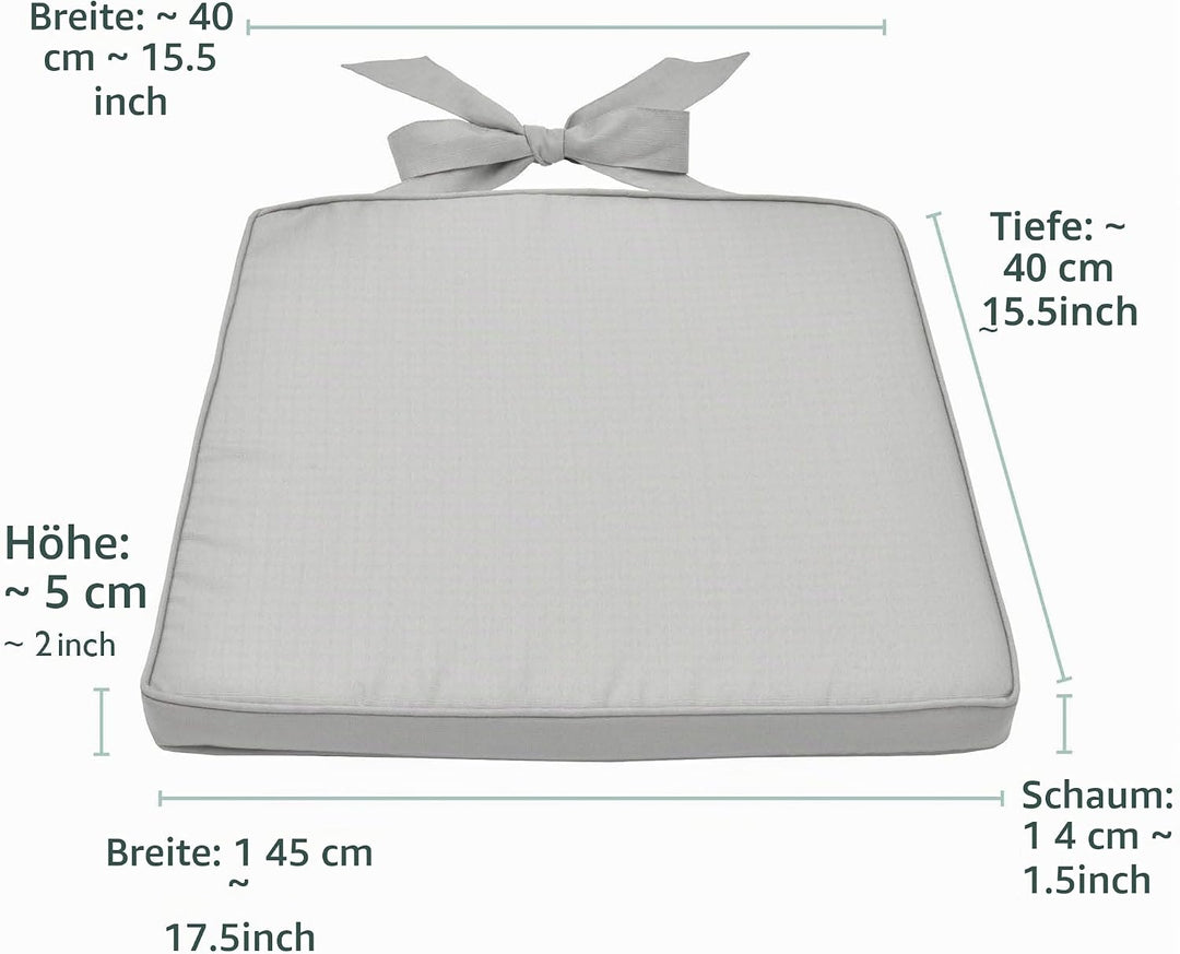 Beautissu Pia 4er Set Stuhlkissen 40x45 cm - Sitzkissen Outdoor Gartenstuhlkissen, Garten Sitzpolste