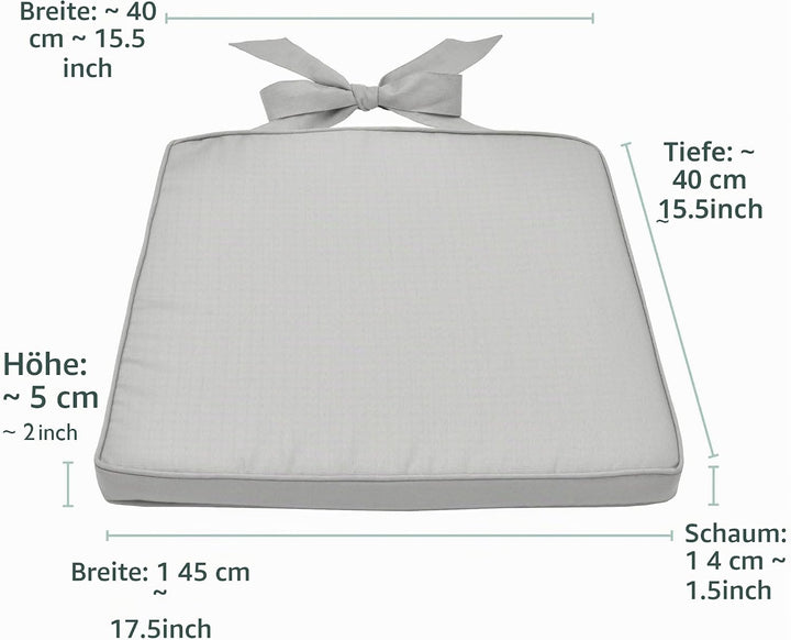 Beautissu Pia 4er Set Stuhlkissen 40x45 cm - Sitzkissen Outdoor Gartenstuhlkissen, Garten Sitzpolste