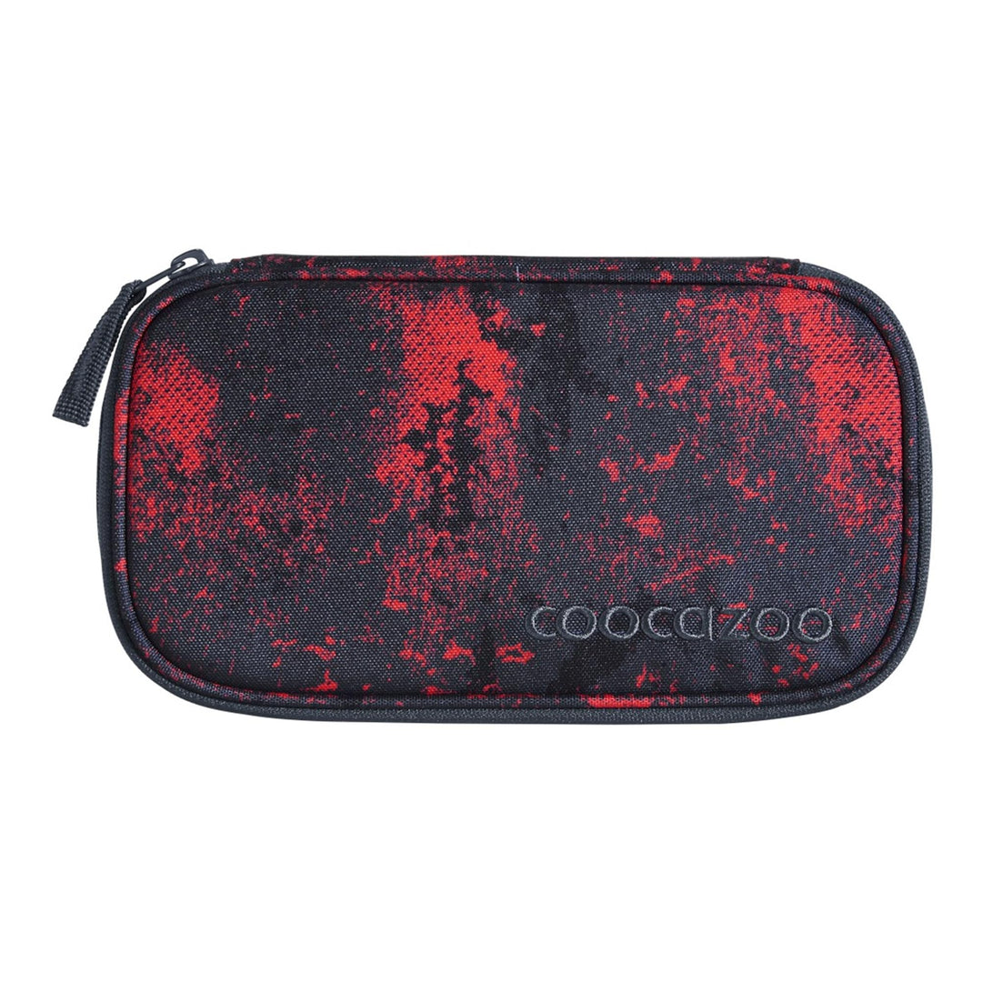 Coocazoo Mäppchen „Broken Black”, schwarz-rot, Federmäppchen, grosses Hauptfach, Reissverschlussfach