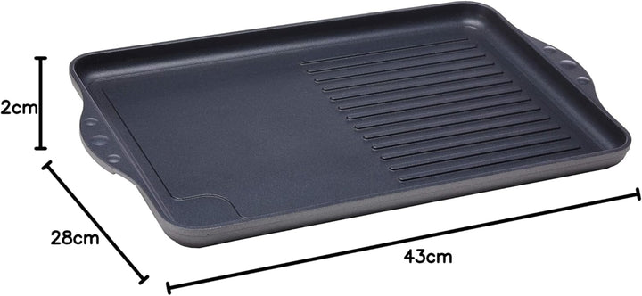 Swiss Diamond Grillplatte mit hälftigen Rillen 43 x 28 cm